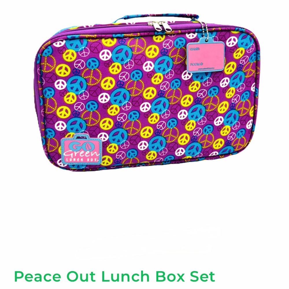 School Bento Box Set | “Peace Out” Pattern - Picture 3 of 9
